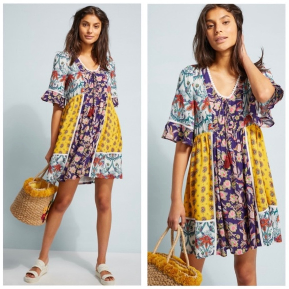 Anthropologie Lilka Patchwork Trapeze XS